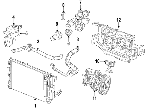 2010 Dodge Caliber Cooling System, Radiator, Water Pump, Cooling Fan Cap-Coolant Recovery Bottle Diagram for 55111074AB