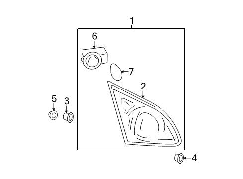 2009 Nissan Rogue Bulbs Combination Lamp Assy-Rear, LH Diagram for 26555-JM01C