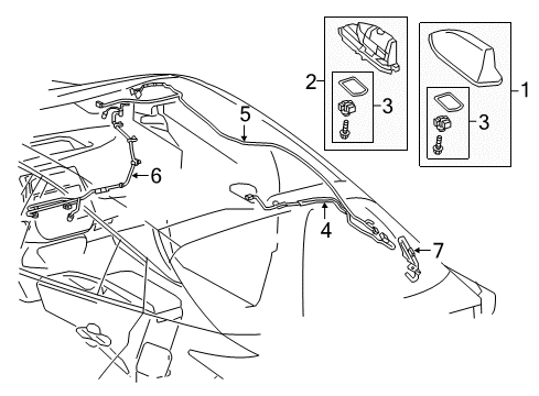 2017 Toyota Prius Prime Antenna & Radio Antenna Cable Diagram for 86101-47C90