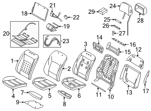 2012 BMW 750Li Front Seat Components Foam Section, Comfort Seat, A/C, Active Diagram for 52109174843