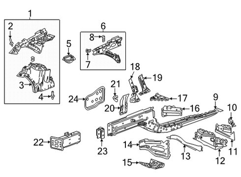 2020 Cadillac CT4 Structural Components & Rails Fender Mounting Bracket Diagram for 84530851