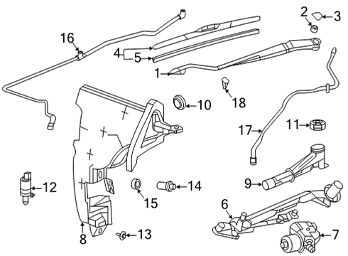 2020 Cadillac CT5 Wiper & Washer Components Gear & Linkage Diagram for 84697726