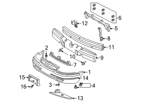 2001 Buick Century Front Bumper Deflector Asm-Front End Fascia Diagram for 10290759