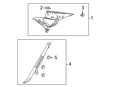 2017 Toyota Avalon Interior Trim - Quarter Panels Lock Pillar Trim Diagram for 62554-07030-C0