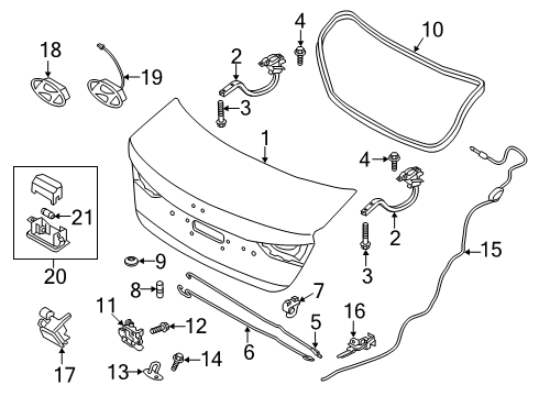 2019 Hyundai Elantra Trunk Lid Hinge Assembly-Trunk Lid, LH Diagram for 79210-F3000