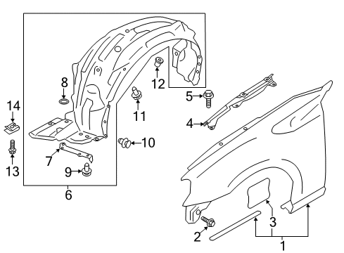 2015 Scion FR-S Fender & Components Bracket Diagram for SU003-01392