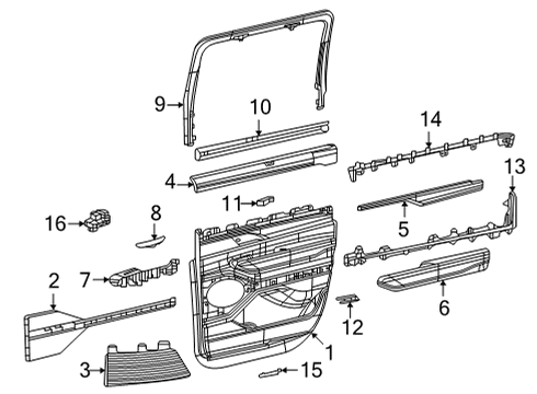 2022 Jeep Grand Wagoneer Interior Trim - Rear Door ARMREST-REAR DOOR TRIM Diagram for 6UB541X7AB