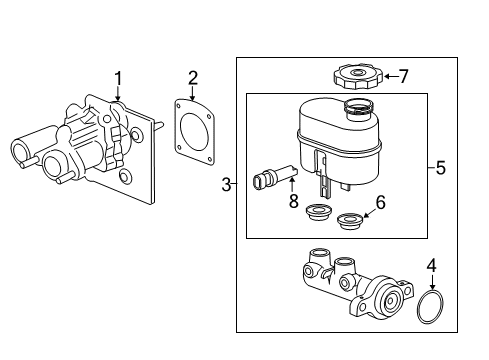 2018 Chevrolet Silverado 2500 HD Dash Panel Components Master Cylinder Diagram for 84543716