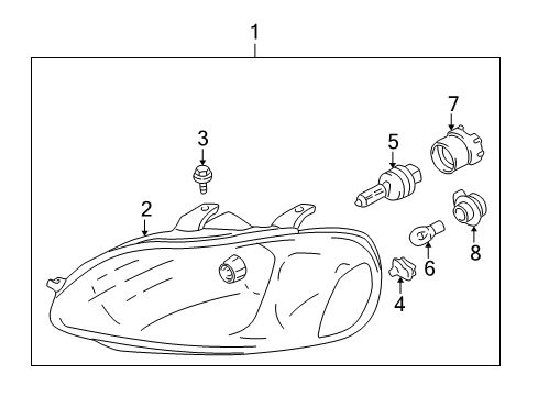 2003 Chrysler Sebring Bulbs Driver Side Headlight Assembly Diagram for MN133281