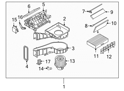 2006 Kia Amanti Blower Motor & Fan Cover Assembly-Air Filter Diagram for 971153B000