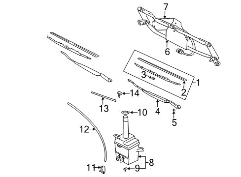 2001 Hyundai Santa Fe Wiper & Washer Components Windshield Wiper Arm Assembly Diagram for 98320-26030