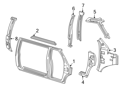 2002 Ford E-150 Econoline Club Wagon Uniside Hinge Pillar Reinforcement Diagram for F7UZ-1522842-A