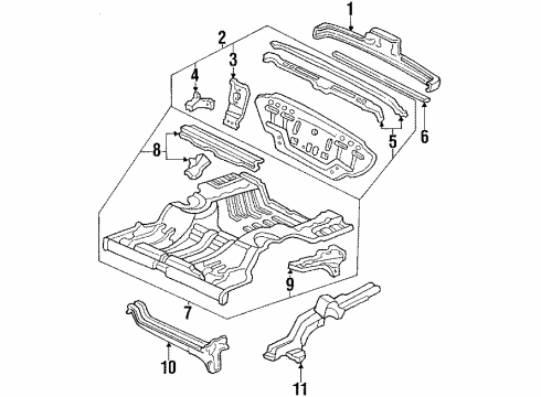 1986 Acura Integra Rear Body Floor, Rear Diagram for 04761-SE7-A00ZZ