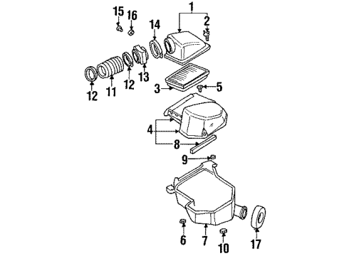 2001 Oldsmobile Aurora Air Intake Duct Asm, Air Cleaner Outlet Diagram for 12482330