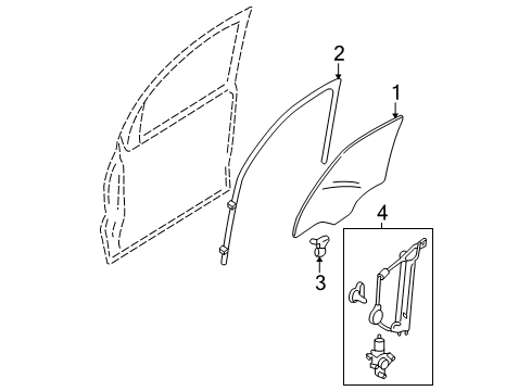 2008 Ford Escape Front Door Door Glass Diagram for 8L8Z-7821410-A