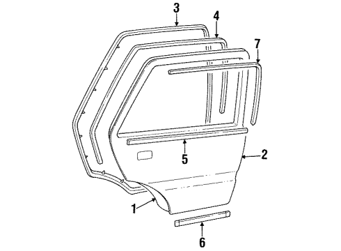 1991 Hyundai Sonata Rear Door Weatherstrip-Door Body Side RH Diagram for 83120-33001-CA