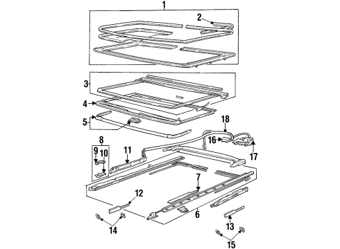 1995 Oldsmobile Aurora Sunroof Weatherstrip Asm, Sun Roof Window <Use 1C3K 4020A> Diagram for 12371669