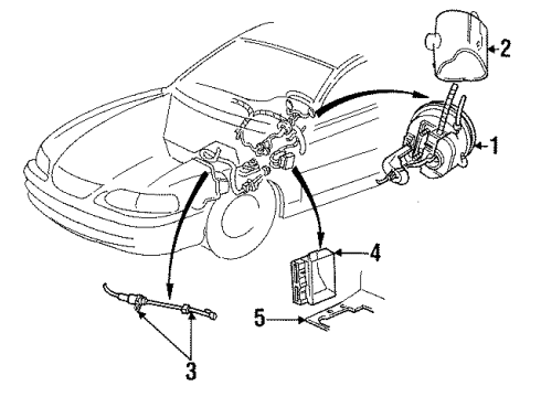 1997 Ford Mustang Cruise Control System Cruise Servo Bracket Diagram for F6ZZ-9C736-A