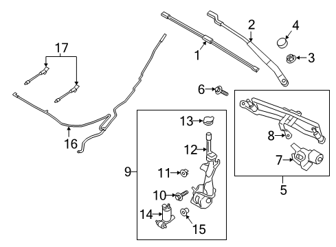 2018 Ford EcoSport Windshield - Wiper & Washer Components Washer Hose Diagram for GN1Z-17A605-C