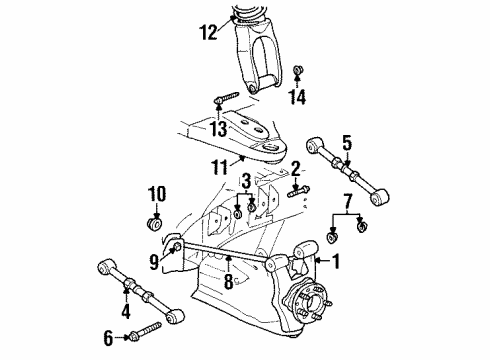 1997 Plymouth Prowler Rear Suspension Components, Lower Control Arm, Stabilizer Bar, Trailing Arm Link-Trailing Diagram for 4786606