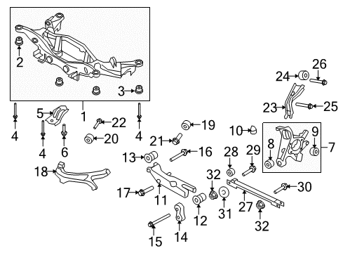 2009 Ford Taurus X Rear Suspension Components, Lower Control Arm, Upper Control Arm, Stabilizer Bar Lower Control Arm Lower Bushing Diagram for 5F9Z-4381-AA