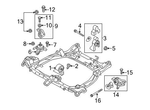 2014 Hyundai Sonata Engine & Trans Mounting Bracket Assembly-Roll Stopper, Front Diagram for 21910-3S150