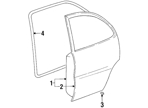 1999 Chevrolet Prizm Rear Door WEATHERSTRIP Diagram for 94857688