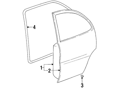 1999 Chevrolet Prizm Rear Door Door Weatherstrip Diagram for 94857689