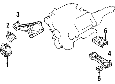 2000 Infiniti Q45 Engine & Trans Mounting Member Assy-Engine Mounting, Rear Diagram for 11331-6P000