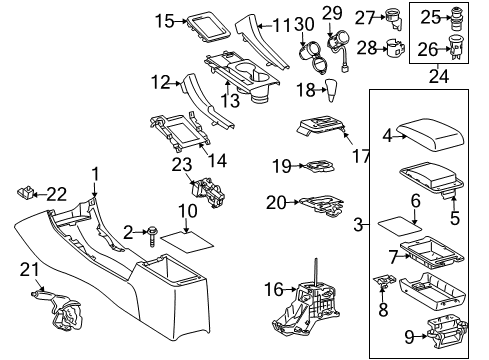 2005 Scion tC Center Console Park Brake Handle Diagram for 46201-21050-B0