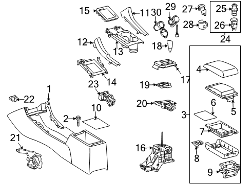 2005 Scion tC Center Console Upper Panel Diagram for 58834-21010-B0