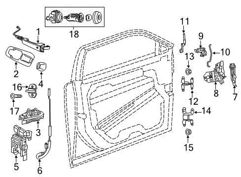 2015 Chrysler 300 Front Door - Lock & Hardware Link-Key Cylinder To Latch Diagram for 68103293AA