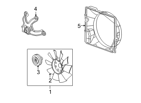 2004 Cadillac SRX Cooling System, Radiator, Water Pump, Cooling Fan Adapter Diagram for 12597700