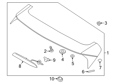 2018 Hyundai Tucson Rear Spoiler Pad 7-Rear Spoiler Diagram for 872193W000