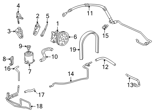 1998 Honda Accord P/S Pump & Hoses, Steering Gear & Linkage Hose, Oil Cooler Diagram for 53732-S84-A01