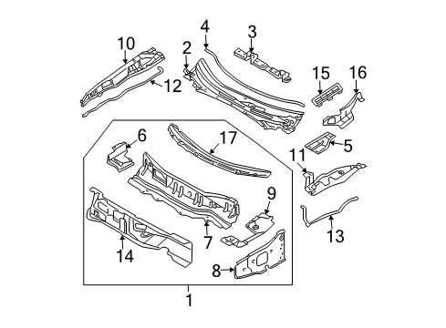 2005 Nissan Maxima Cowl Dash Assy-Upper Diagram for 67100-8J030