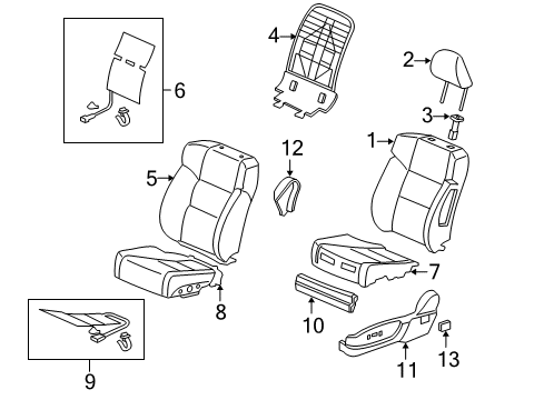 2012 Acura TSX Front Seat Components Pad, Left Front Seat Cushion Diagram for 81537-TL0-G41