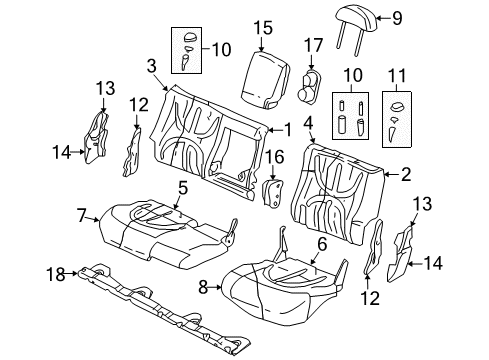 2000 Dodge Durango Rear Seat Components CUPHOLDER Diagram for SW151AZAA