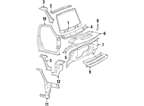 1991 Oldsmobile Silhouette Cowl PANEL, Shroud and Dash and Vent Duct Panel Diagram for 12397670