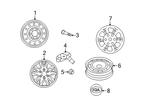 2009 Kia Sedona Wheels, Covers & Trim Wheel Assembly-Aluminum Diagram for 529104D160