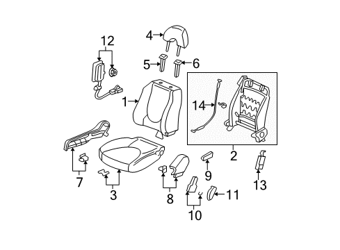 2007 Honda Fit Front Seat Components Knob Assy., R. Walk-In *NH167L* (GRAPHITE BLACK) Diagram for 81236-SLN-A01ZA