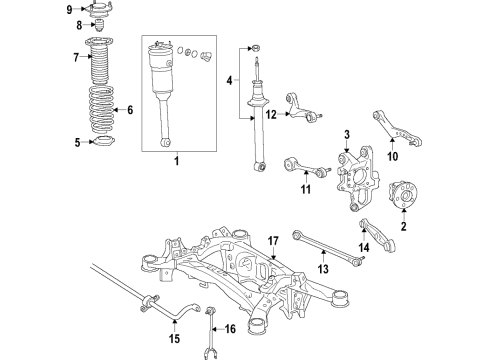 2021 Lexus LS500 Rear Suspension Components, Lower Control Arm, Upper Control Arm, Ride Control, Stabilizer Bar Rear Suspension Support Diagram for 48755-50130