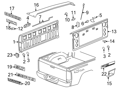 2005 Dodge Ram 1500 Tail Gate, Exterior Trim Cable-TAILGATE Diagram for 68054864AD