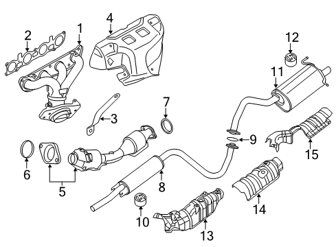 2011 Nissan Sentra Exhaust Components, Exhaust Manifold Exhaust, Main Muffler Assembly Diagram for 20100-ZJ61A