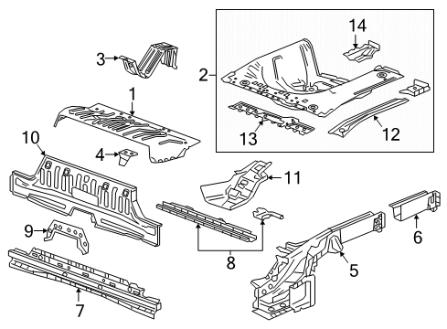 2022 Chevrolet Spark Rear Floor & Rails Rail Cover Diagram for 95241733