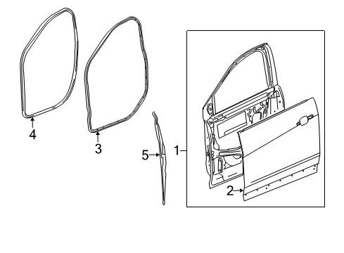 2019 Cadillac XT5 Front Door Door Weatherstrip Diagram for 84732150