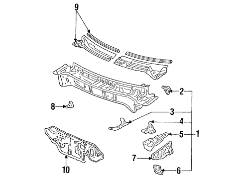 1996 Toyota Camry Cowl Insulator Assy, Dash Panel Diagram for 55210-06020
