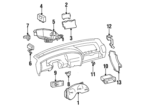 1995 Oldsmobile Cutlass Supreme Cluster & Switches Air Conditioner Heater Climate Control Diagram for 16171213