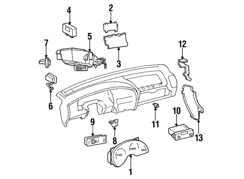 1995 Oldsmobile Cutlass Supreme Instruments & Gauges Instrument Cluster Assembly Diagram for 16174253