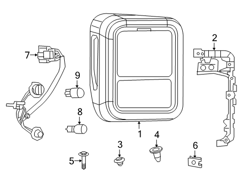 2021 Jeep Gladiator Bulbs Bracket-Tail Lamp Diagram for 68307139AA